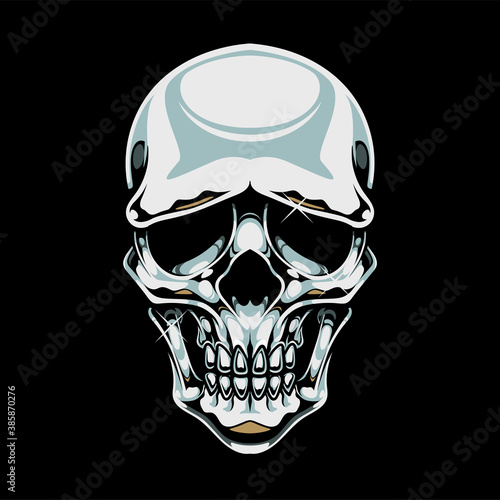chrome skull illustration and tshirt design