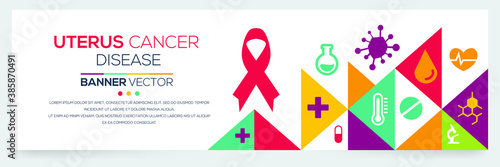 Creative (Uterus Cancer) disease Banner Word with Icons ,Vector illustration.	