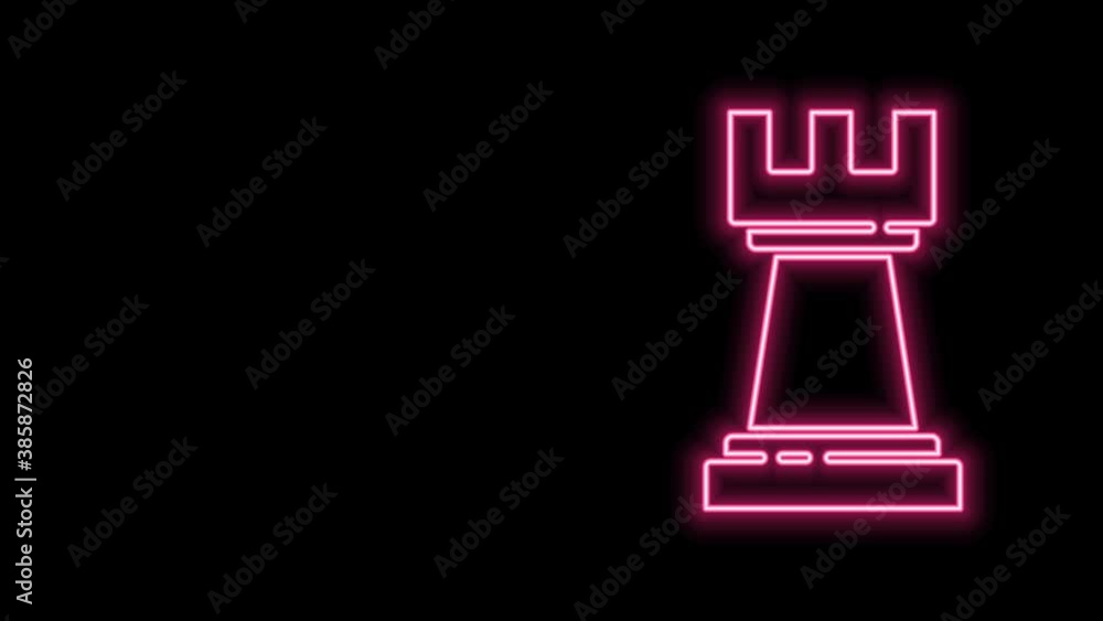 Glowing neon line Chess icon isolated on black background. Business strategy. Game, management, finance. 4K Video motion graphic animation Glowing neon line Chess icon isolated on black background. Business strategy. Game, management, finance. 4K Video motion graphic animation