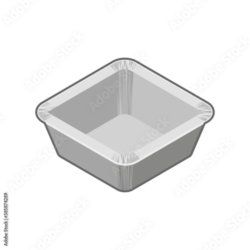 Takeout Aluminum Square Cups. Isometric colorful illustration.
（テイクアウト　アルミの正方形カップ 　縁あり）