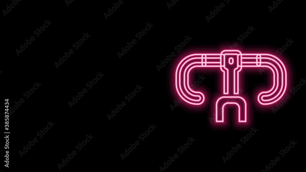 Glowing neon line Bicycle handlebar icon isolated on black background. 4K Video motion graphic animation Glowing neon line Bicycle handlebar icon isolated on black background. 4K Video motion graphic animation