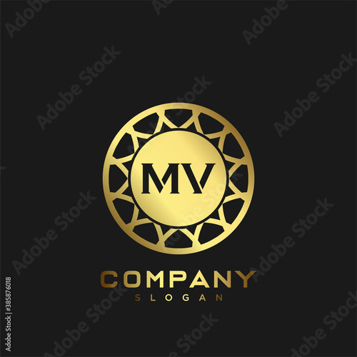 MV Premium monogram letter initials logo. minimalist symbol icon vector design. Luxury logotype Template.