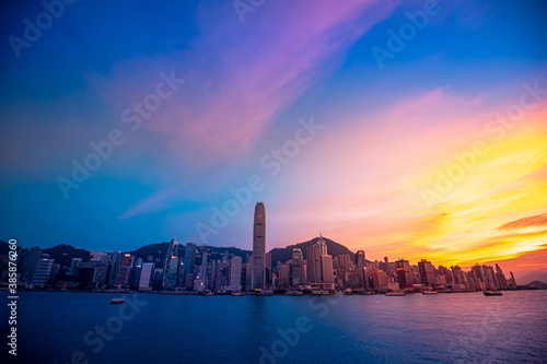 Fototapeta Naklejka Na Ścianę i Meble -  Hong Kong cityscapes at sunset 