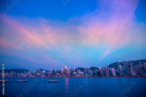 Hong Kong cityscapes at sunset 