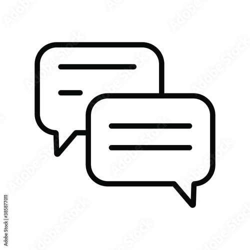 Chat box with lines outline and thin line icon isolated on white background EPS Vector