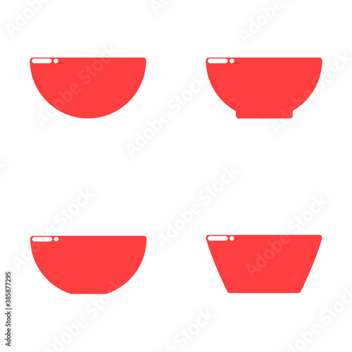 Flat style design, red bowls set illustration vector