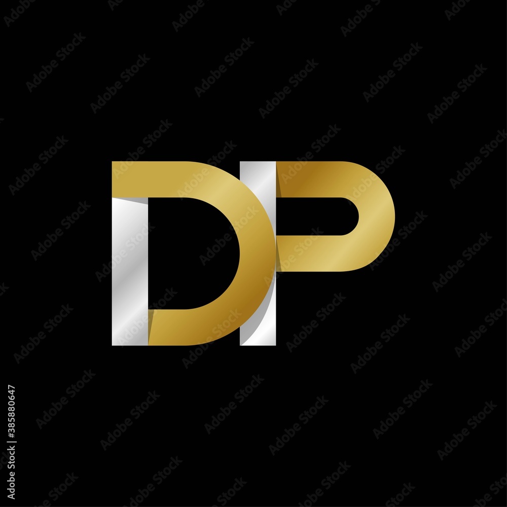 DP initial letter logo, simple shade, gold silver color DP initial letter logo, simple shade, gold silver color