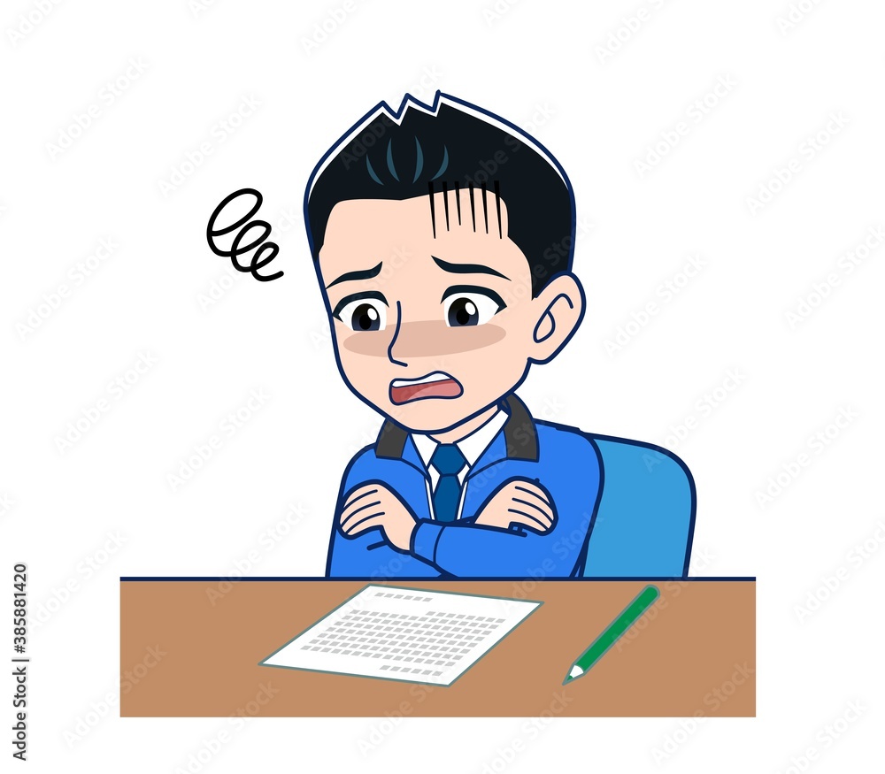 Male clerk in a blue outerwear Male clerk in a blue outerwear