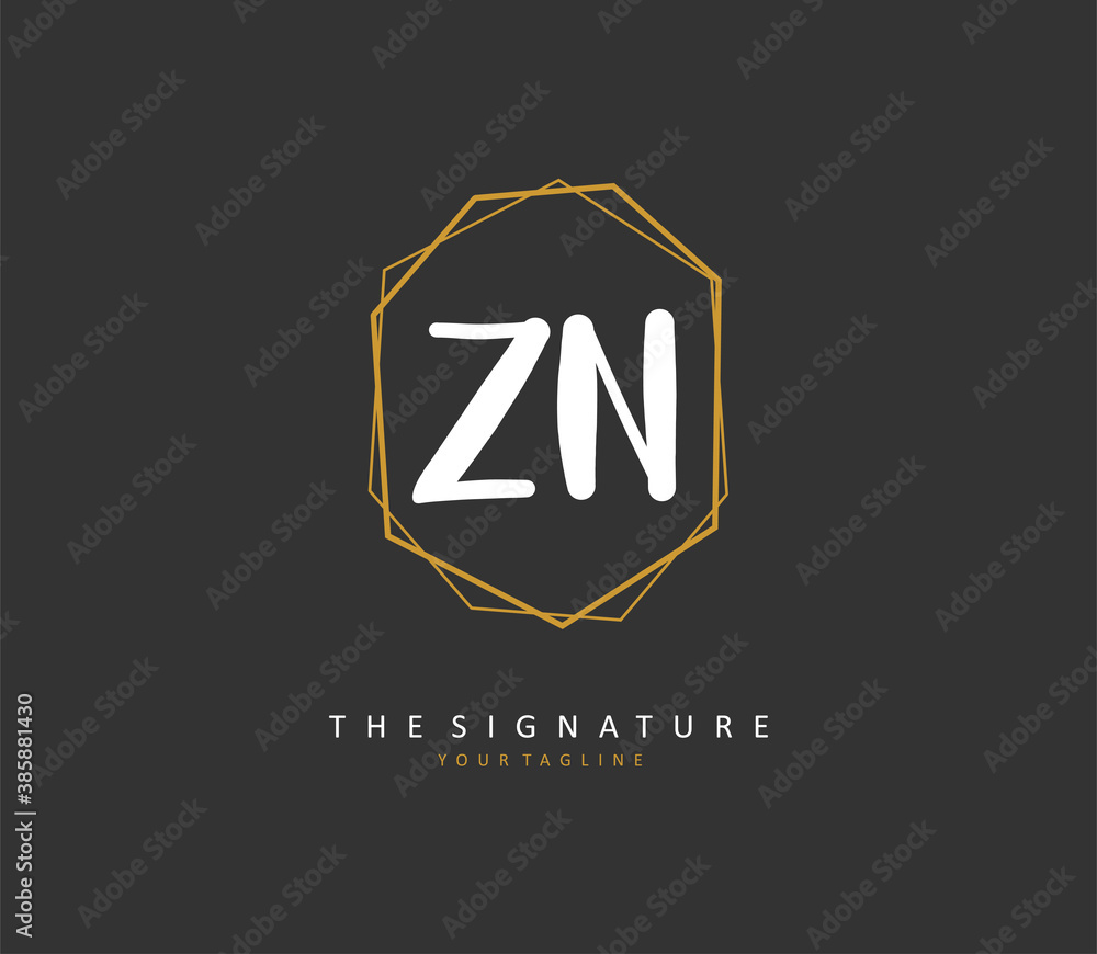 Z N ZN Initial letter handwriting and signature logo. A concept handwriting initial logo with template element. Z N ZN Initial letter handwriting and signature logo. A concept handwriting initial logo with template element.
