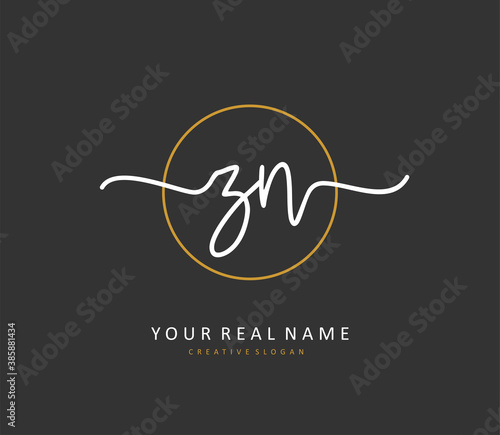Z N ZN Initial letter handwriting and signature logo. A concept handwriting initial logo with template element.
