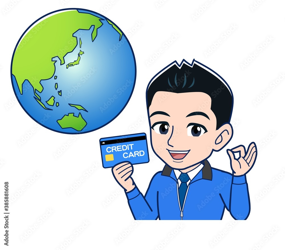 Male clerk in a blue outerwear Male clerk in a blue outerwear