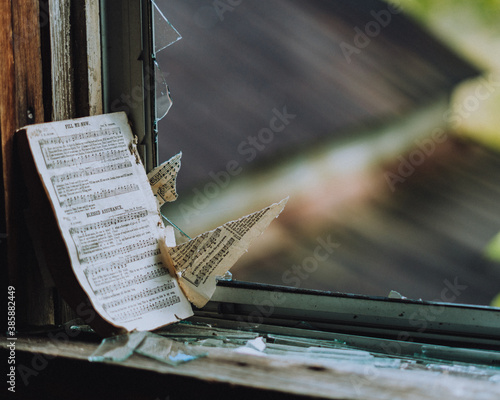 Torn Music Book in Abandoned Propery photo