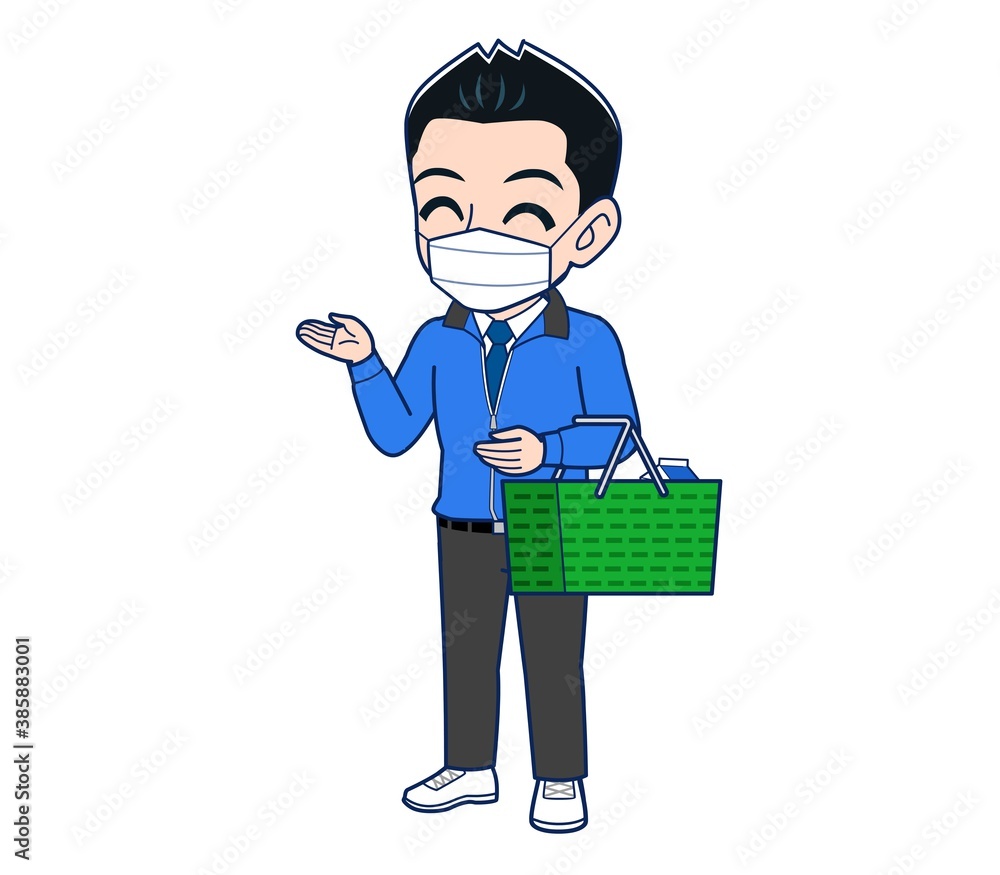 Male clerk in a blue outerwear Male clerk in a blue outerwear