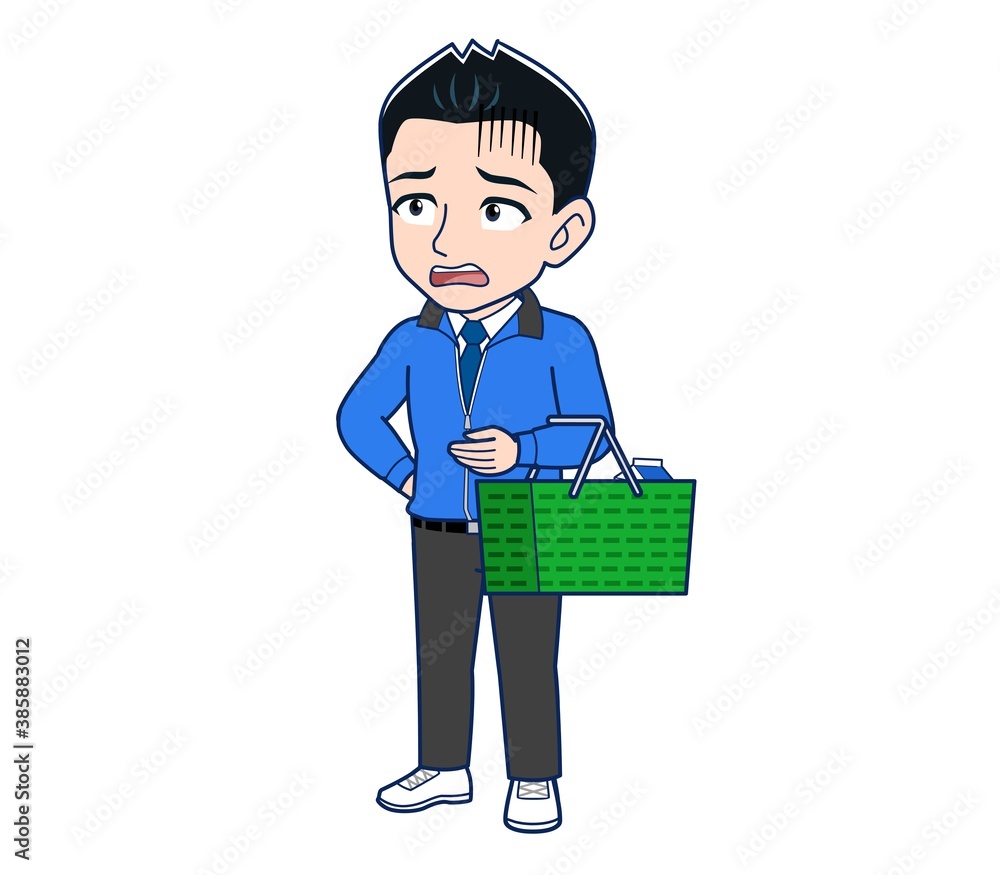 Male clerk in a blue outerwear Male clerk in a blue outerwear
