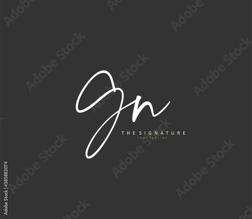 G N GN Initial letter handwriting and signature logo. A concept handwriting initial logo with template element.