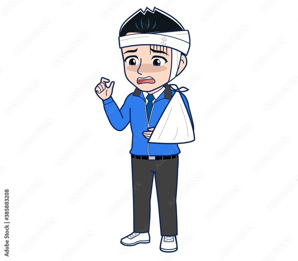 Male clerk in a blue outerwear Male clerk in a blue outerwear