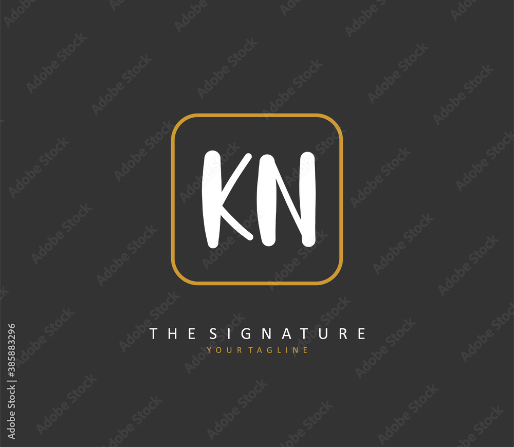 K N KN Initial letter handwriting and signature logo. A concept handwriting initial logo with template element. K N KN Initial letter handwriting and signature logo. A concept handwriting initial logo with template element.