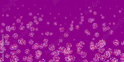 Light pink, red vector pattern with colored snowflakes.