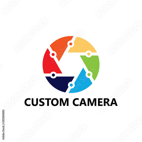 Custom camera logo template design vector