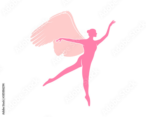 Woman ballerina with pink wings