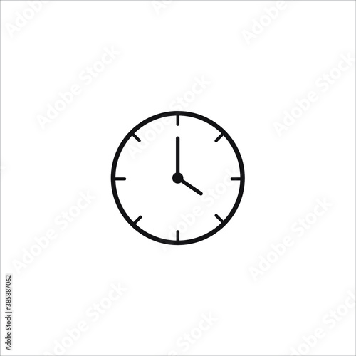 Clock, time outline and thin line icon isolated on white background EPS Vector