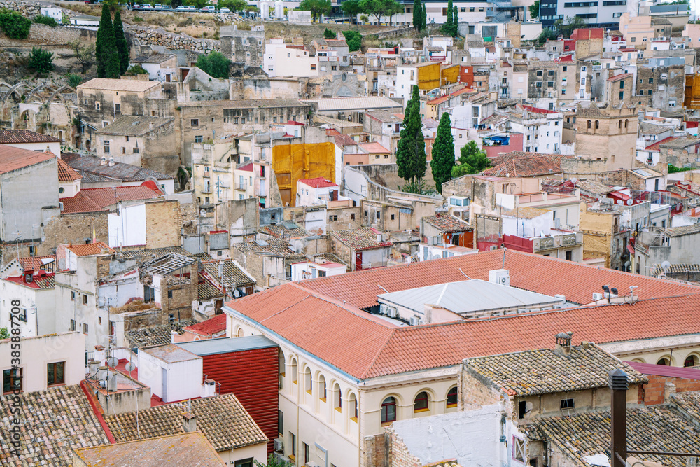View on historic Tortosa city from above