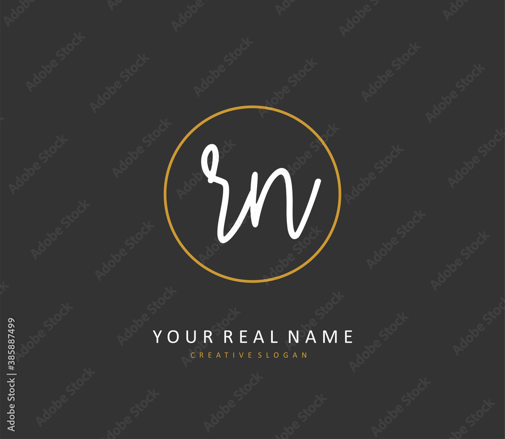 R N RN Initial letter handwriting and signature logo. A concept handwriting initial logo with template element. R N RN Initial letter handwriting and signature logo. A concept handwriting initial logo with template element.
