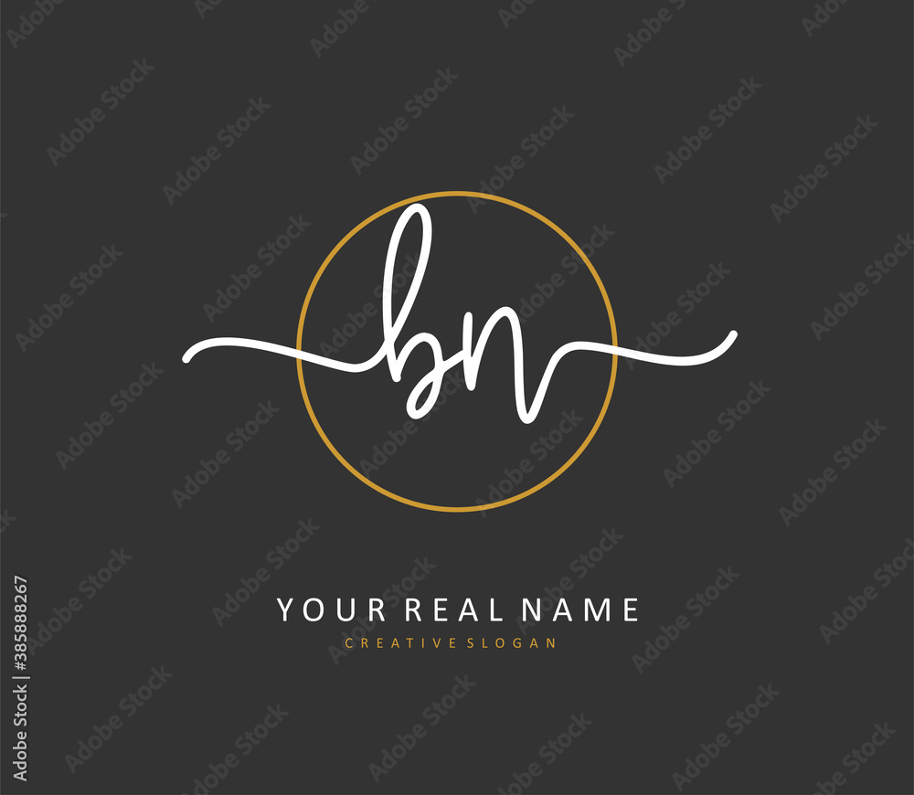 B N BN Initial letter handwriting and signature logo. A concept handwriting initial logo with template element. B N BN Initial letter handwriting and signature logo. A concept handwriting initial logo with template element.