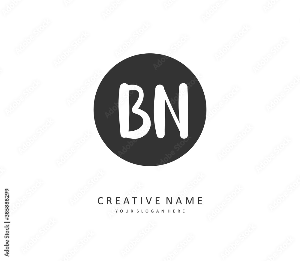 B N BN Initial letter handwriting and signature logo. A concept handwriting initial logo with template element.