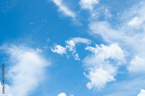 Blue sky and white clouds are beautiful on a sunny day.