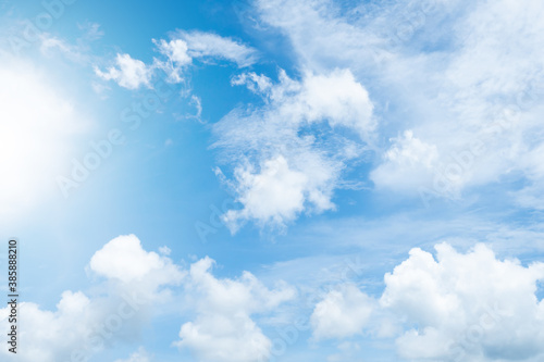 Blue sky and white clouds are beautiful on a sunny day.