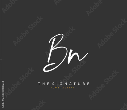 B N BN Initial letter handwriting and signature logo. A concept handwriting initial logo with template element.