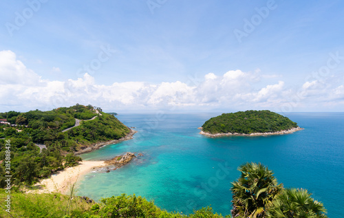 Nature and travel. Beach sea and blue sky with clouds background. © BUDDEE