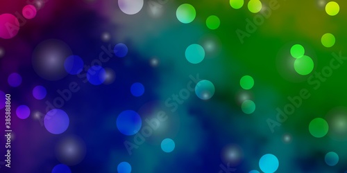 Light Multicolor vector pattern with circles, stars.