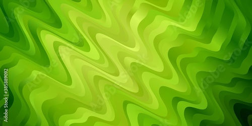 Light Green vector pattern with curved lines.