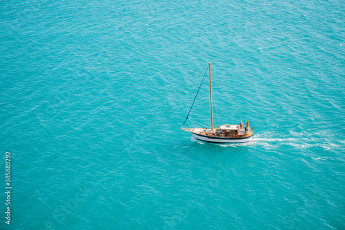 Ship in the blue sea © sashapritchard