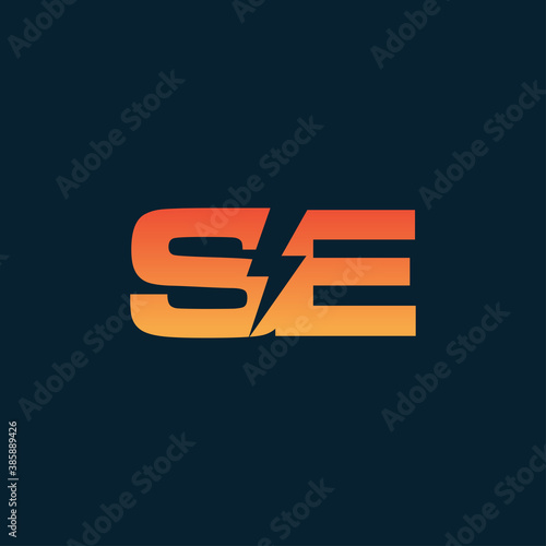 SE Letter Logo Design With Lightning icon concept. Vector Illustration