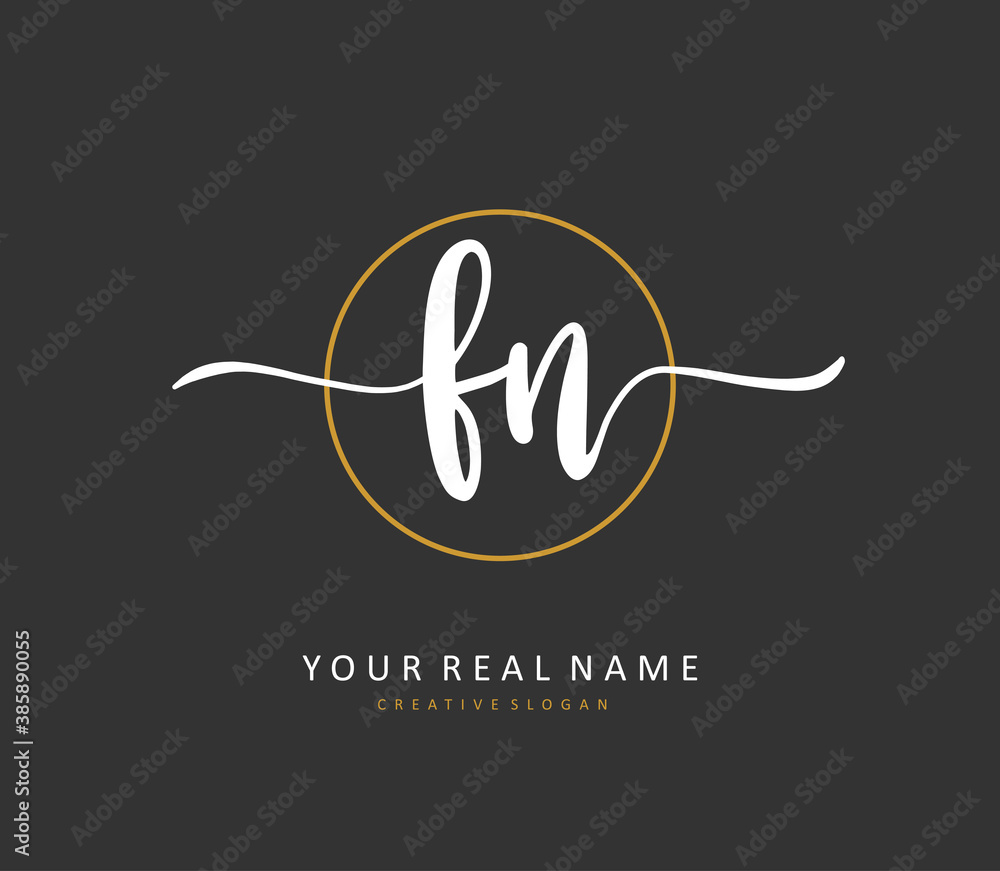 F N FN Initial letter handwriting and signature logo. A concept handwriting initial logo with template element.