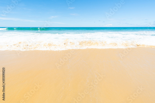 Nature landscape view of beautiful tropical beach and sea in sunny day. Beach sea space area