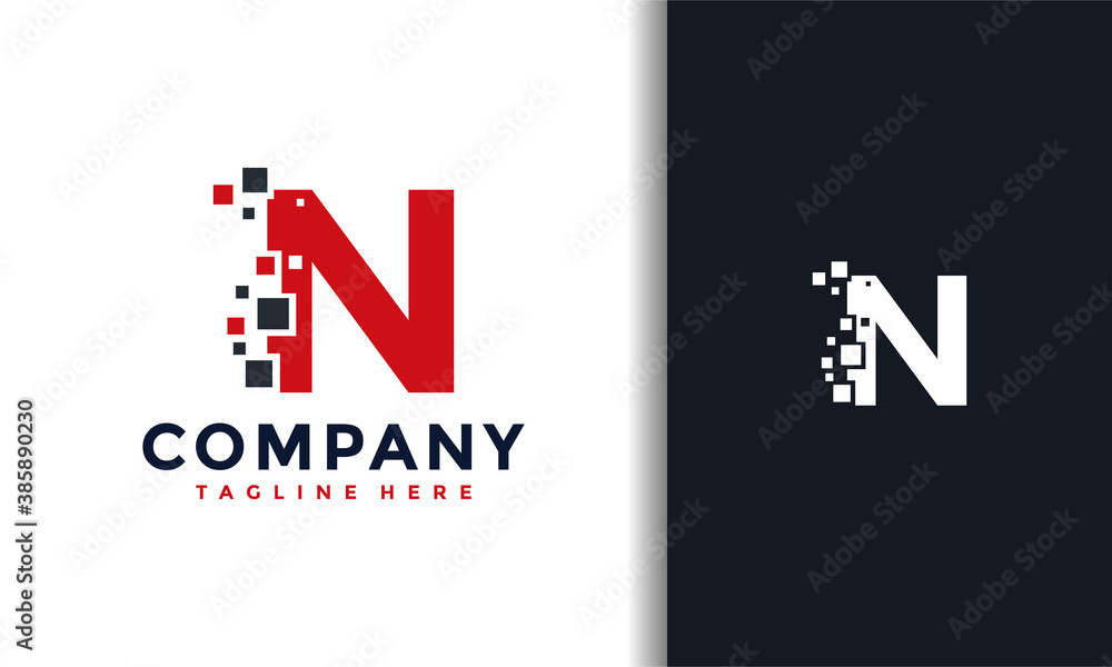 Letter N pixels tech logo Letter N pixels tech logo