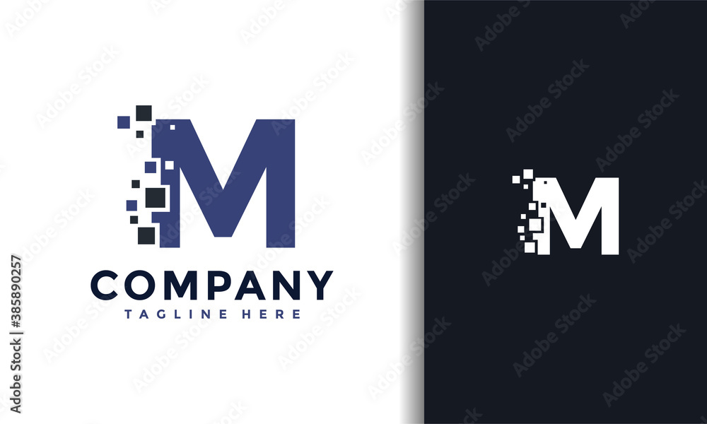 Letter M pixels tech logo Letter M pixels tech logo