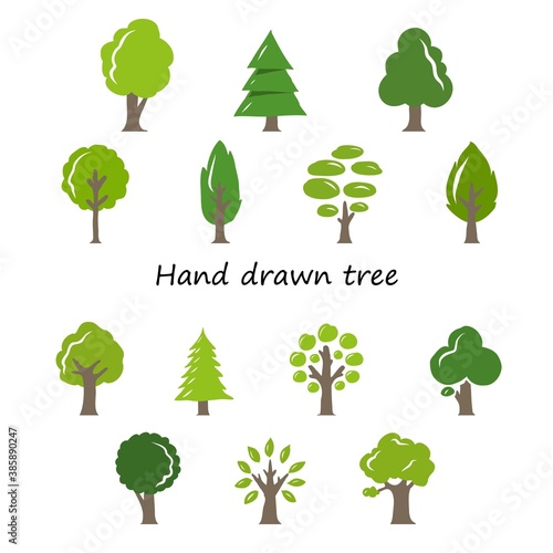 Vector illustration of hand drawn tree. Hand sketch collections.