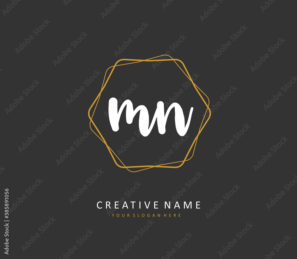 M N MN Initial letter handwriting and signature logo. A concept handwriting initial logo with template element. M N MN Initial letter handwriting and signature logo. A concept handwriting initial logo with template element.