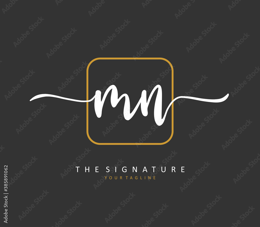 M N MN Initial letter handwriting and signature logo. A concept handwriting initial logo with template element. M N MN Initial letter handwriting and signature logo. A concept handwriting initial logo with template element.