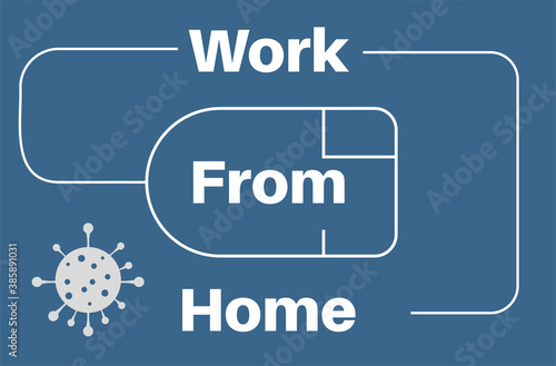 Work from home concept vector on a blue background