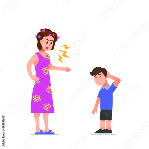 A mother scolding her child