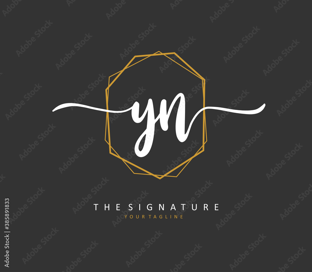 Y N YN Initial letter handwriting and signature logo. A concept handwriting initial logo with template element. - obrazy, fototapety, plakaty 
