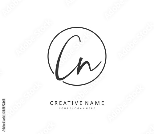 C N CN Initial letter handwriting and signature logo. A concept handwriting initial logo with template element.