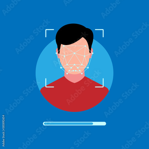 face recognition system concept illustration flat design vector. simple, clean, and modern style icon, sign, logo, symbol, user interface, graphic element, app, web