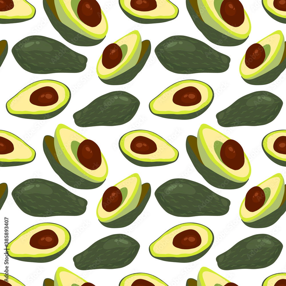 Avocado seamless pattern isolated on white. Digital paper flat design. Vector stock illustration. EPS 10 Avocado seamless pattern isolated on white. Digital paper flat design. Vector stock illustration. EPS 10